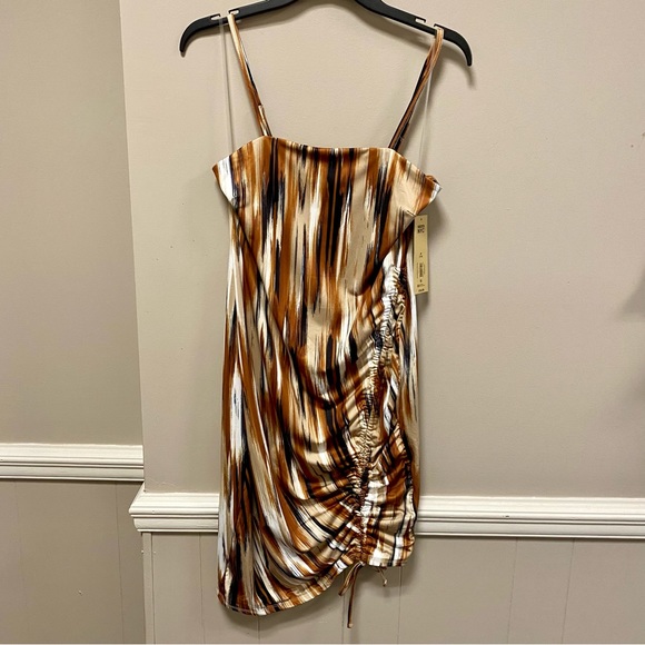 Madden NYC Side Ruched Brown Black & Ivory Dress NWT Sz M (7-9) - Picture 10 of 10